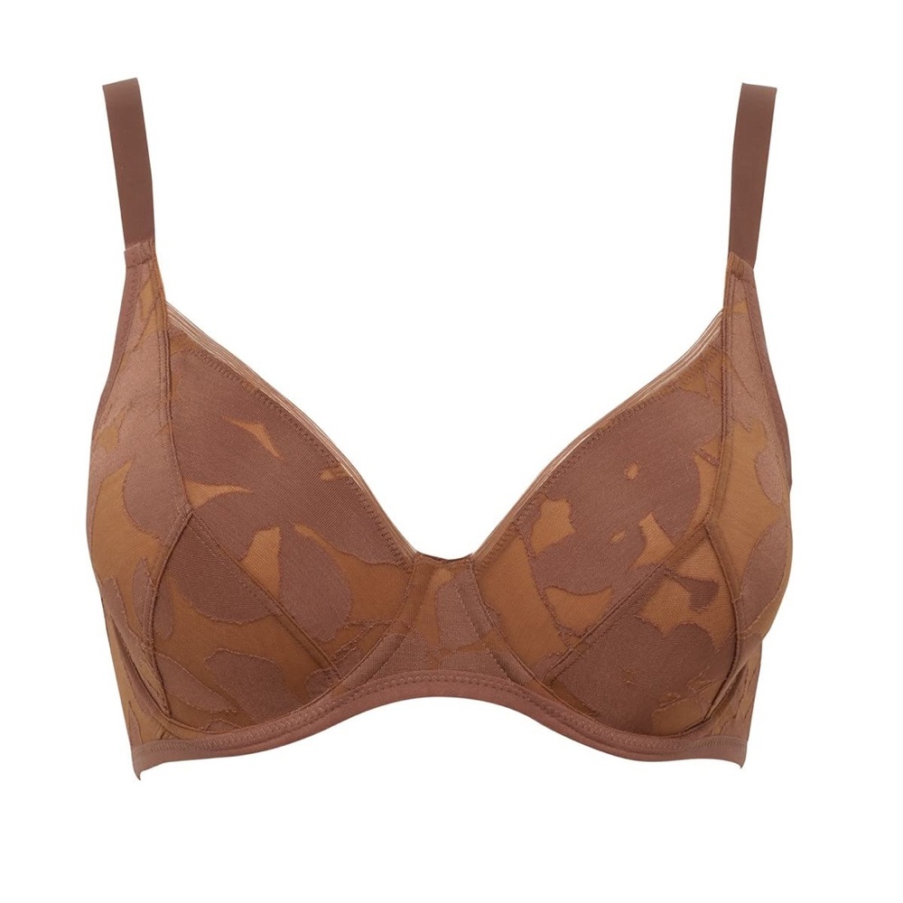 Maison LeJaby Paris 36D Brown Cocoa Mesh Plunge Bra New With Tags NWT Intimate